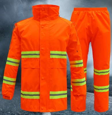 Безопасность дорожного движения Флуоресцентный оранжевый светоотражающий защитный дождевик