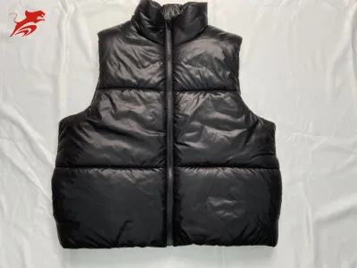 Asiapo Китайская фабрика Женская черная зимняя укороченная верхняя одежда без рукавов Теплая подставка